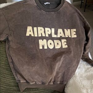 Le Lis Brown Crew Neck Sweater with Cream Text